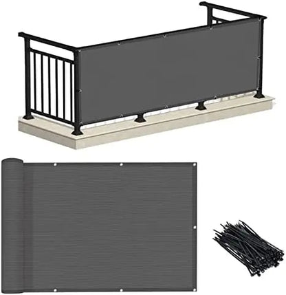 LOVE STORY 3’x10′ Charcoal HDPE Privacy Screen Fence Cover  UV Protection, Weather-Resistant for Deck, Patio, Backyard, Pool, Porch, Railing