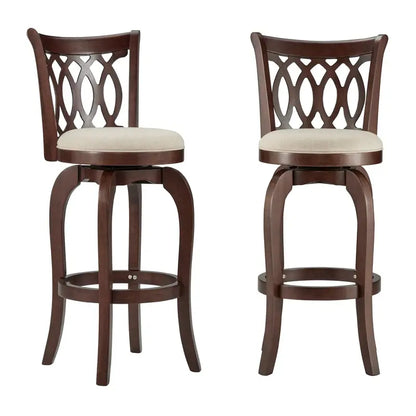 Elegant Scroll-Back Swivel Bar Stool with Metallic Accents and Comfort Upholstery