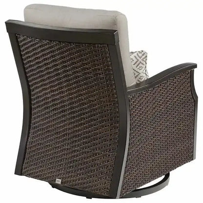Agio 5-Piece Outdoor Fire Pit Seating Set  All-Weather Wicker with Cushioned Chairs and Center Table