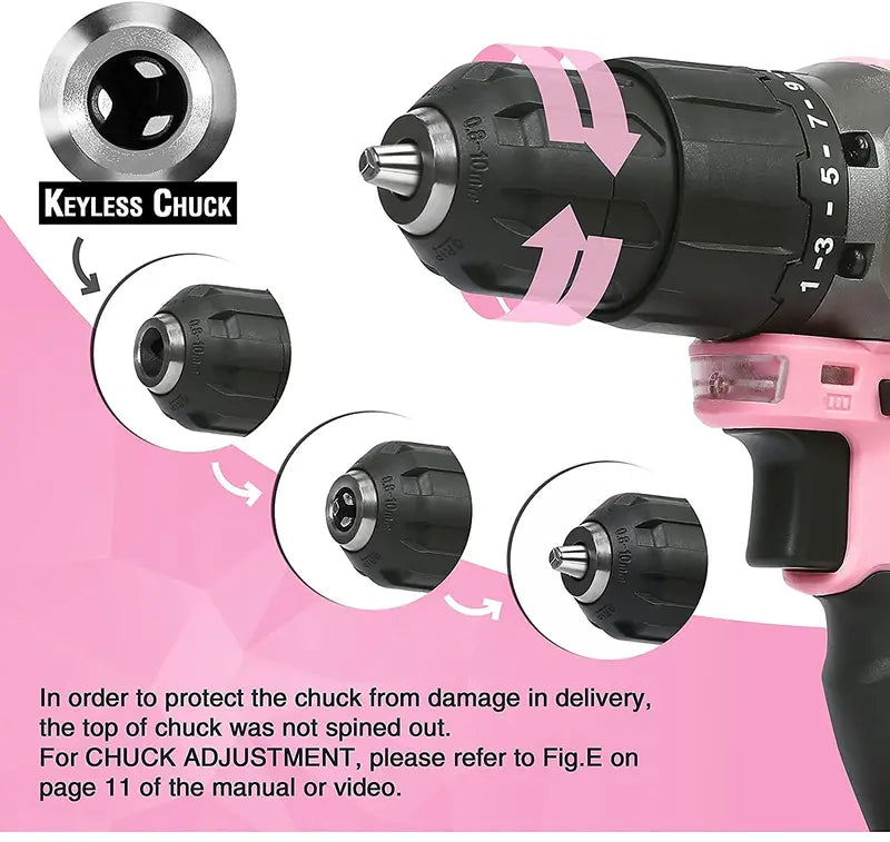 WORKPRO 20V Pink Lithium-Ion Cordless Drill Driver Kit  Pink Ribbon Edition