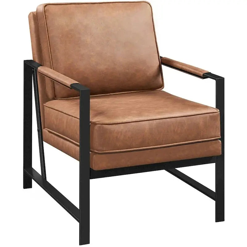 Yaheetech Retro Faux Leather Accent Lounge Chair  Vintage-Inspired Upholstered Seating