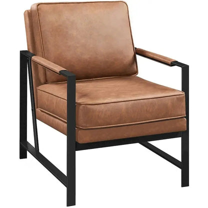 Yaheetech Retro Faux Leather Accent Lounge Chair  Vintage-Inspired Upholstered Seating