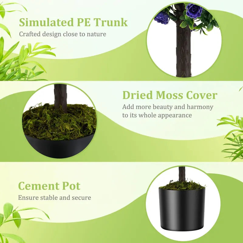Set of 2 Artificial Purple Rose Topiary Balls  22-Inch Faux Shrub Arrangements in Decorative Pots