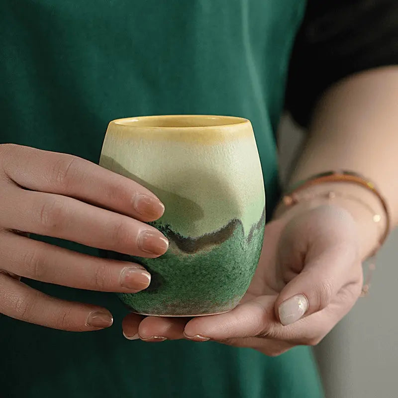 Zonema Natural-Glaze Ceramic Espresso Mug  Handcrafted Matte Finish