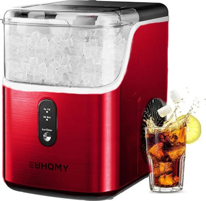 EUHOMY 34 lbs/Day Countertop Nugget Ice Maker  7-Minute First Ice, Self-Cleaning & Stainless Finish