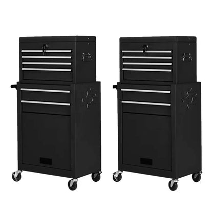Dual Rolling Tool Chest Set  Two 6-Drawer Heavy-Duty Toolbox Units