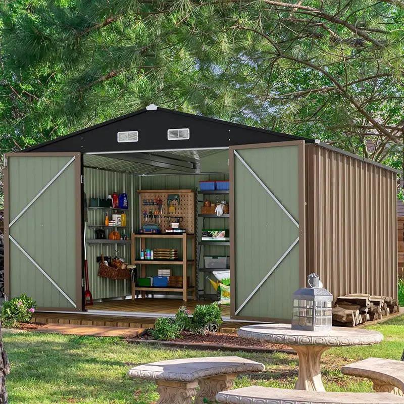Devoko Lockable Steel Garden Shed  Corrosion-Resistant Outdoor Storage House for Tools and Equipment