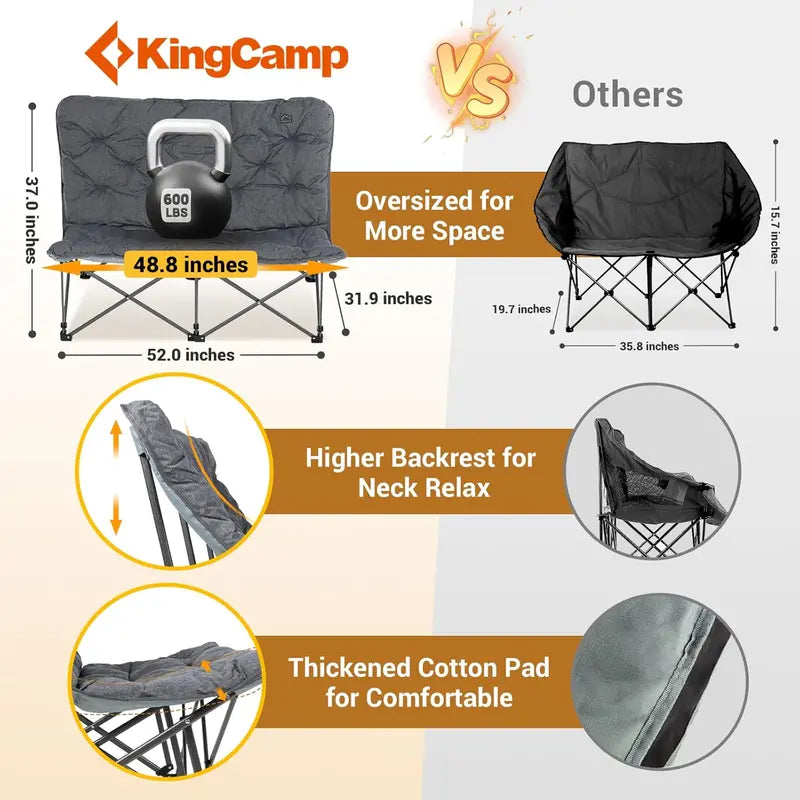 KingCamp Butterfly Chair — Oversized Padded Outdoor Folding Seat with 400-LB Capacity & Carry Bag