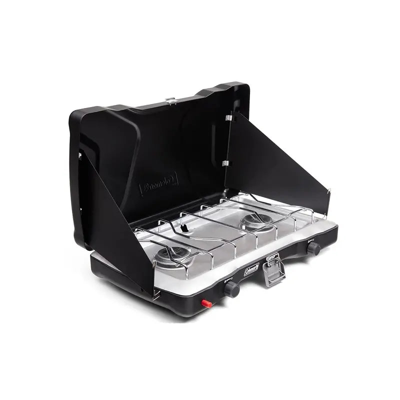 Coleman Triton+ 2-Burner Portable Propane Camping Stove with Wind Guards & Easy Ignition