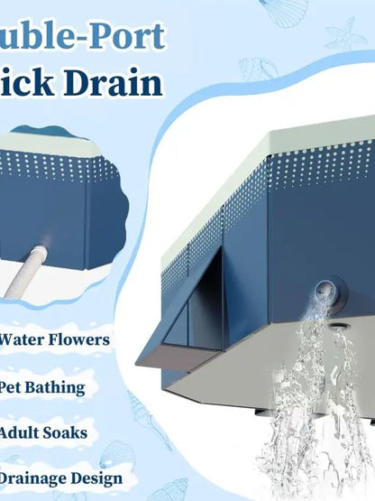 Foldable Hard Plastic Outdoor Swimming Pool for Kids & Adults  158″x76″x20″