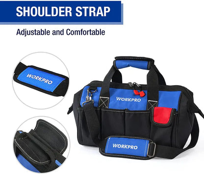 WORKPRO 14″ Multi-Pocket Tool Bag with Adjustable Shoulder Strap