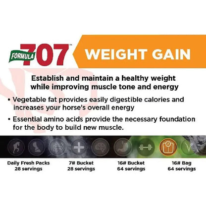 Formula 707 Horse Weight Gain Supplement, 7lb, 28 Servings  High-Calorie, Muscle & Digestive Support