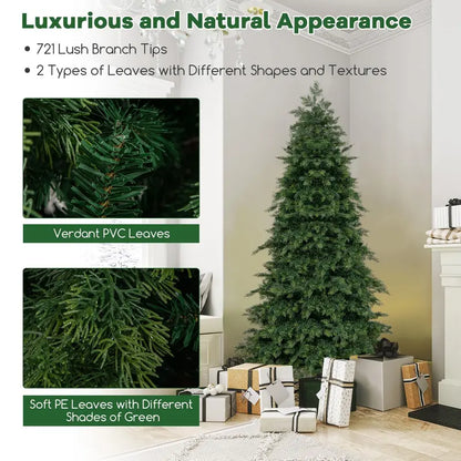 6-Foot Unlit Hinged Artificial Christmas Tree  Compact Green Holiday Tree with 721 Realistic Branch Tips