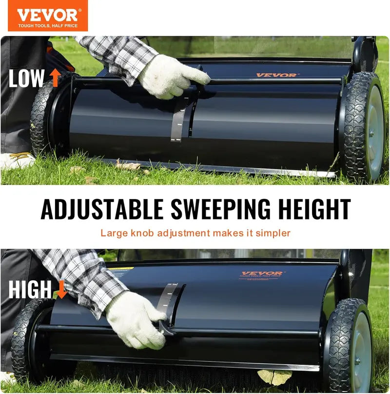 2025 Heavy-Duty 26-Inch Steel Lawn Sweeper  Collector Push Model for Efficient Debris Removal