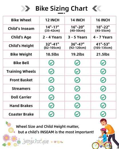 JOYSTAR Little Daisy 14″ Kids’ Bike  Stylish Girls’ Cruiser with Training Wheels Option