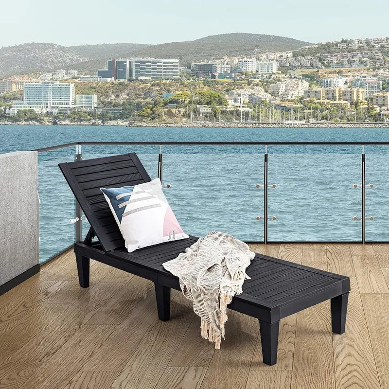 Lightweight Adjustable Chaise Lounge Chair  Outdoor Recliner with Multi-Angle Backrest