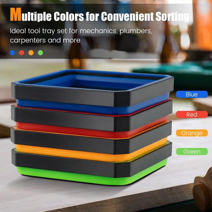 Set of 4 Collapsible Silicone Small-Parts Bowls for Organization