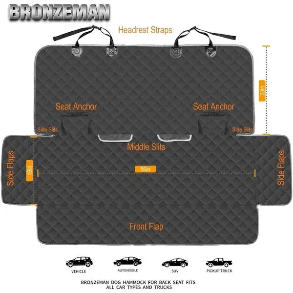 Bronzeman Heavy-Duty Waterproof Car Seat Cover  Nonslip, Durable, & Seat Belt Compatible