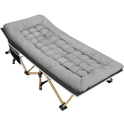 Wide 28″ Folding Camping Cot with High-Density Mattress  600 lb Weight Limit