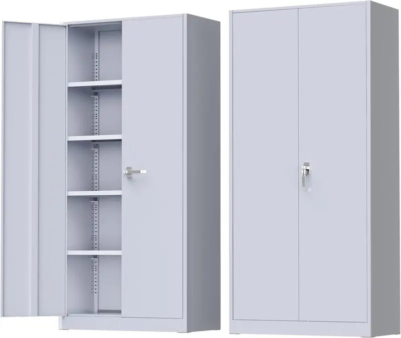 Greenvelly 72-Inch Locking Metal Storage Cabinet — 2-Door Garage or Office Organizer with Adjustable Shelves