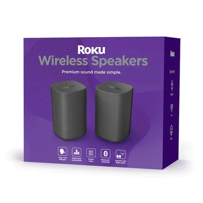 Roku Wireless Smart Speakers  2-Pack, 80-Watt Indoor Portable Audio System