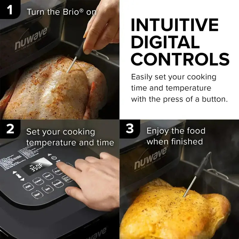 Nuwave Brio 15.5-Quart Air Fryer Oven  Rapid Reheating, Baking, and Dehydrating Appliance