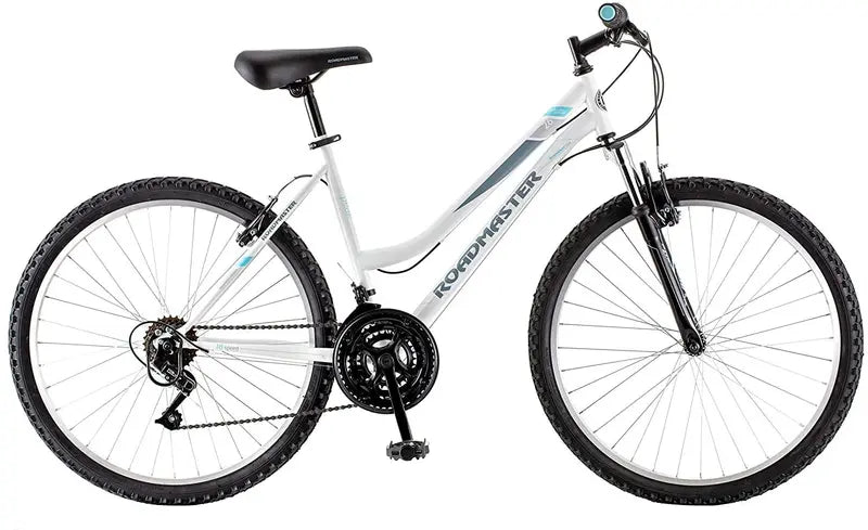 Roadmaster Granite Peak Women’s Hybrid Bike  26″ Front-Suspension, 18-Speed, White Finish