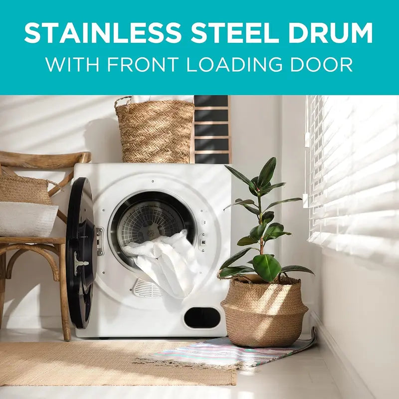 Compact 1.5 Cu. Ft. Vented Portable Dryer  850W Energy-Efficient Electric Dryer with Stainless Steel Drum (5.5 lb Load)