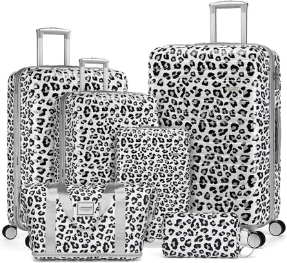 6-Piece Expandable Rolling Luggage Set  Lightweight Hardshell Suitcases with Smooth-Spinning Wheels & Modular Packing Options