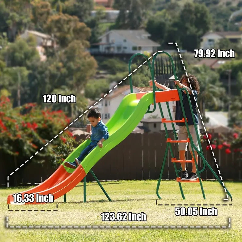 10 ft Freestanding Plastic Playground Slide  Safe Backyard Slide for Kids Ages 48