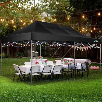 COBIZI 10×20 ft Commercial Pop-Up Canopy Tent  Heavy-Duty Frame, 6 Sidewalls, Wind/Waterproof Gazebo with Roller Bag