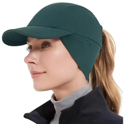 Women’s Fleece Ponytail Hat  Ear-Warming Winter Cap with Reflective Trim