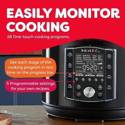 10-in-1 Smart Electric Cooker  Pressure, Slow, Rice, Steam, Sauté, Sous Vide, Yogurt, Sterilize & Warm Functions + Recipe App (Black)