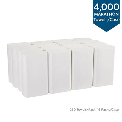 Marathon Multifold 1-Ply Paper Towels, 9.2″x9.4″, White, 4000 Towels/Case, SFI Certified