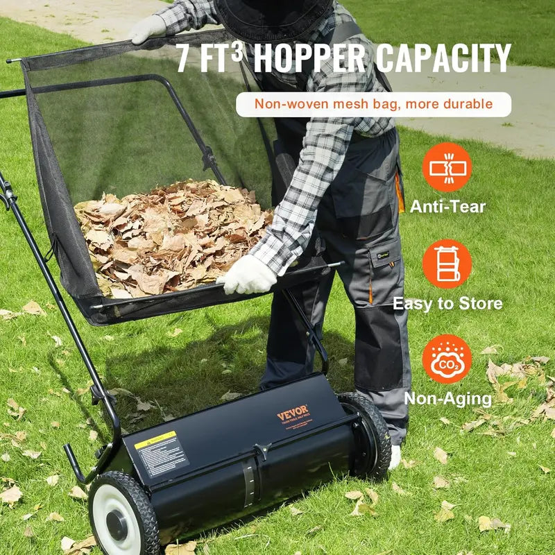 2025 Heavy-Duty 26-Inch Steel Lawn Sweeper  Collector Push Model for Efficient Debris Removal