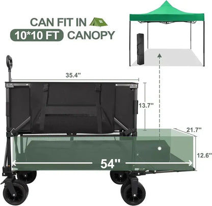 Reinforced Double-Decker Collapsible Wagon  600 lb Weight Rating, 400L Storage, Heavy-Duty Utility Use