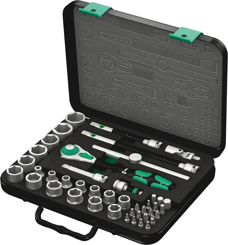 KNIPEX Zyklop 3/8″ Metric Ratchet Set  43-Piece Professional Mechanic Kit