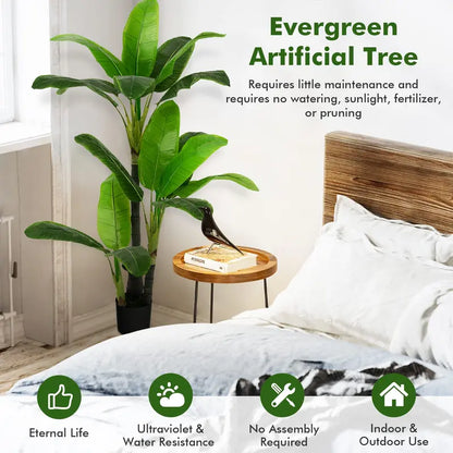 5-Foot Artificial Bird of Paradise Plant with Lifelike Tropical Foliage