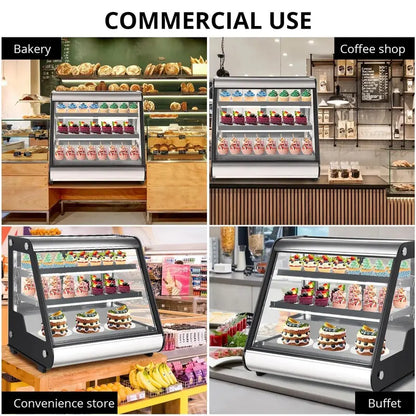 2025 Commercial Countertop Refrigerated Display Case  130L Auto-Defrost Unit with Tempered Glass & LED Lighting