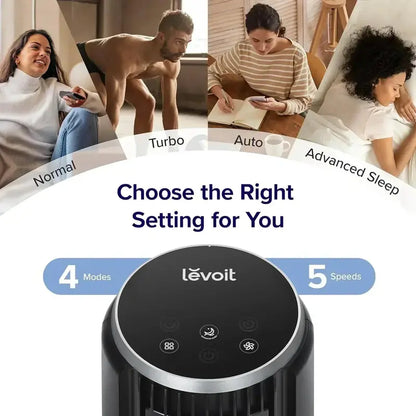 LEVOIT Tower Fan for Bedrooms  Ultra-Quiet 28dB Standing Fan with Remote & 12-Hour Timer