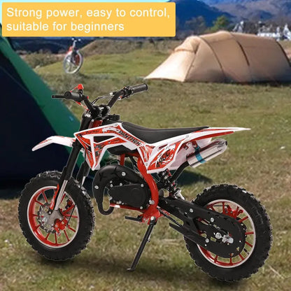 49cc Kids’ Dirt Bike  2-Stroke Off-Road Mini Motorcycle with Dual Disc Brakes, 40 km/h Max Speed, Ages 516