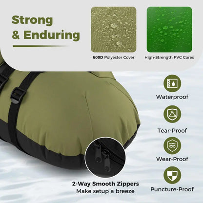 Reinforced Inflatable Float Tube for Anglers Featuring Rod Holder and Durable Construction