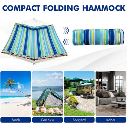 10.5-Foot Quilted Two-Person Hammock with Detachable Pillow and 495-Pound Capacity