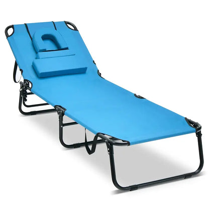 Adjustable Beach Chaise Lounge with UV-Resistant Fabric