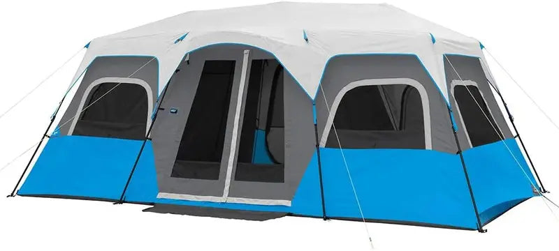 Lighted Pop-Up Camping Tents  Instant 6/9/12-Person Multi-Room Family Tents with LED Lighting & Storage Pockets