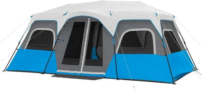 Lighted Pop-Up Camping Tents  Instant 6/9/12-Person Multi-Room Family Tents with LED Lighting & Storage Pockets