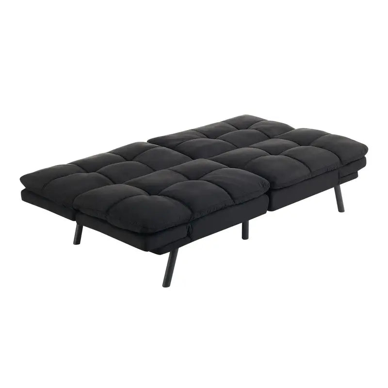 Mainstays Black Faux Suede Memory Foam Futon Sofa Bed with Supportive Padding