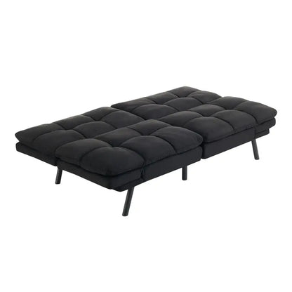 Mainstays Black Faux Suede Memory Foam Futon Sofa Bed with Supportive Padding