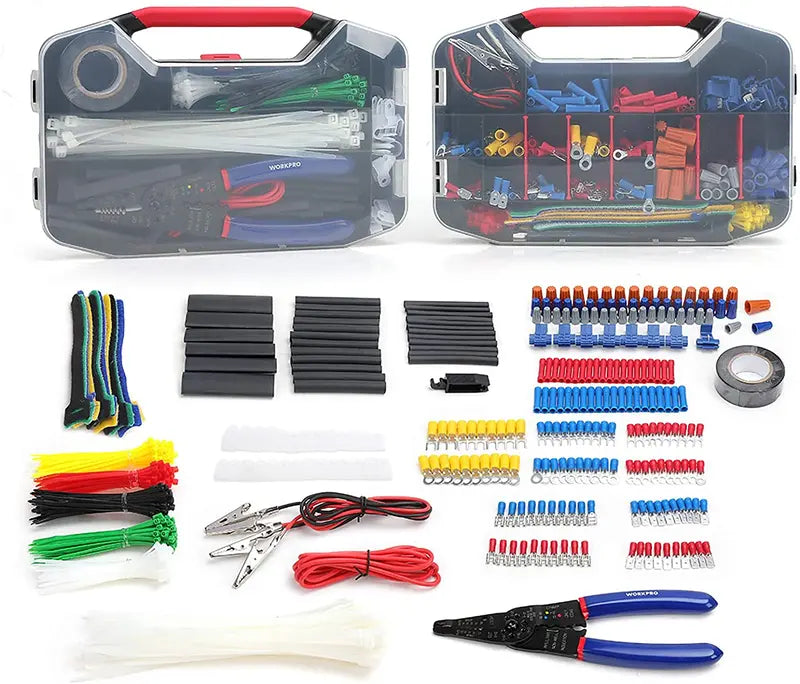 WORKPRO 582-Piece Electrical Repair Kit: Crimp Terminals, Heat Shrink Tubing & Wire Tools