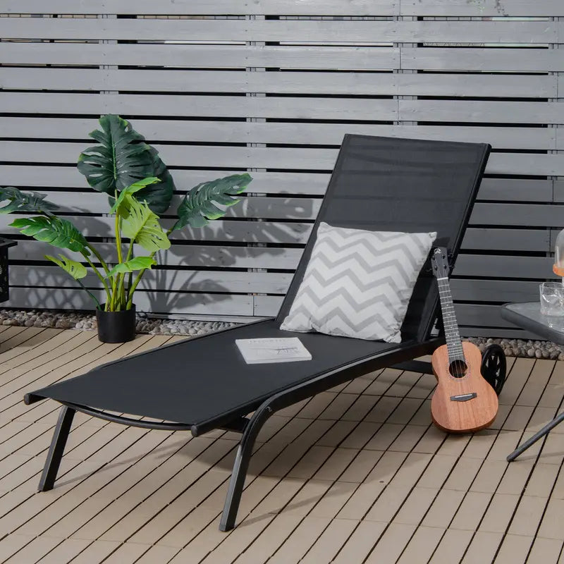 Premium Poolside Lounge Chair  Adjustable 6-Position Chaise with Smooth-Cast Wheels & Quick-Dry Fabric
